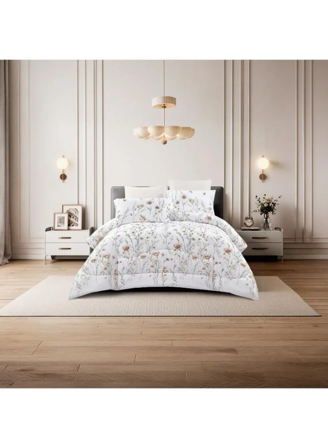 Unique Home Lifestyle Super King Floral Print 6 Piece Reversible Comforter Set - 260x240cms