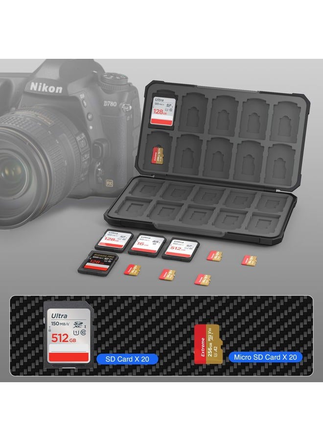 HEIYING Memory Card Case for SD Card and TF Card, Portable SD Card Holder SD SDHC SDXC TF Card Storage with 20 SD Card Slots & 20 Micro SD Card Slots. - Image 2