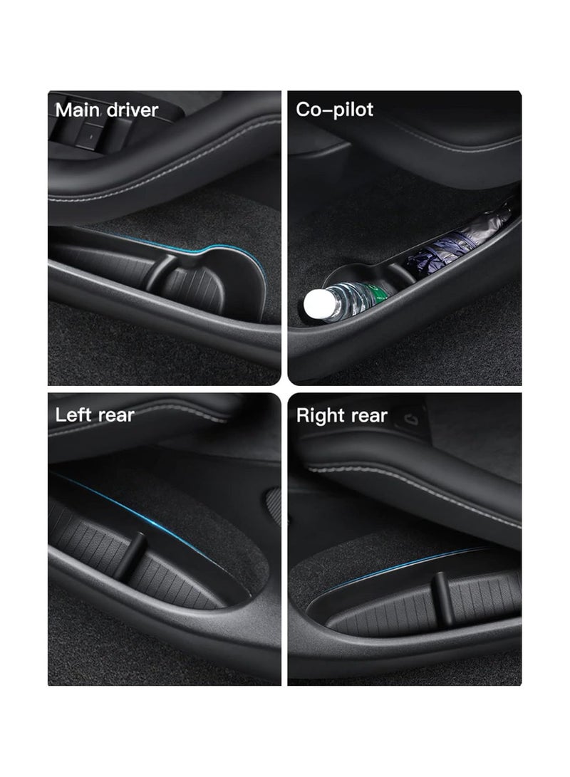 GGOOT 4PCS Tesla Model Y Door Side Storage Box, Soft TPE Insert Door Organizer Tray for Tesla Model Y 2020-2023, Front and Rear Door Slot Pockets Door Protector Accessories  - Image 2