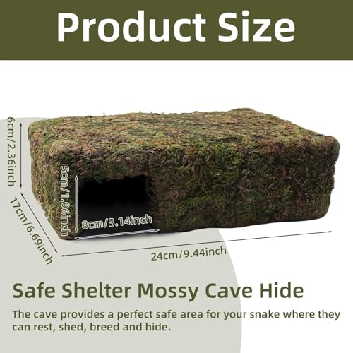 Hollima Mossy Cave Hide for Reptiles Yellow Color Lizard Moss Hideout with Safe Shelter Snake Cave Hut for Themed Terrarium Ideal for Gecko Hamster Snake to Rest Hide - Image 3