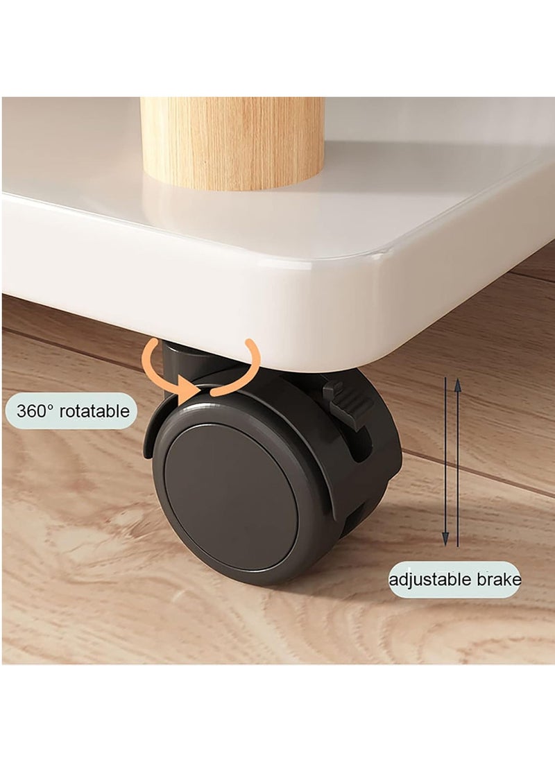 XiuWoo - 2-Tier Moveable Wooden Side Tall End Table, Nightstand Bedside Desk, Coffee Table, Home Storage Rack with Storage Rack for Living Room Bedroom Office with 360° Wheel - Image 1