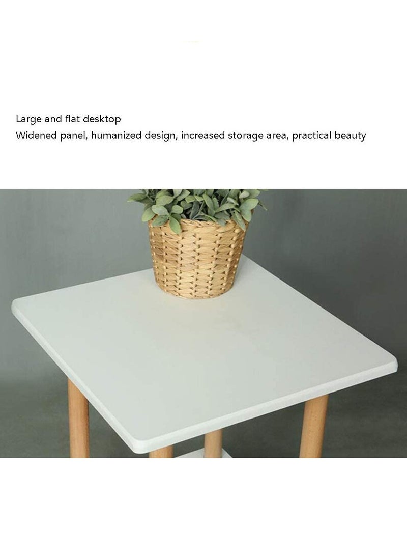 XiuWoo - 2-Tier Moveable Wooden Side Tall End Table, Nightstand Bedside Desk, Coffee Table, Home Storage Rack with Storage Rack for Living Room Bedroom Office with 360° Wheel - Image 1