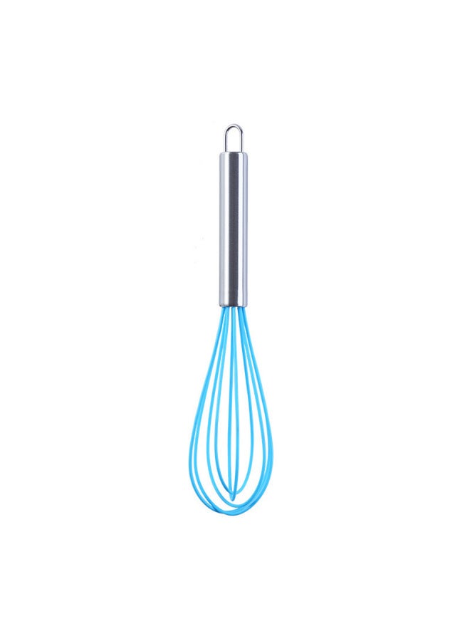 8 Inch 10 Inch 12 Inch Silicone Manual Egg Beater Stainless Steel Handle Egg Mixer Manual Household Egg Beater-Color:10 Inch Blue - Image 1