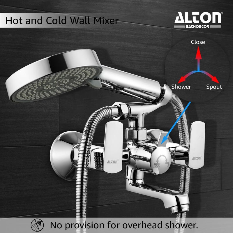 Alton ALTON QDRL5895 Brass Wall Mixer With 5Function Hand Shower SS304 Grade 15 Meter Tube and Crutch Chrome Finish - Image 3