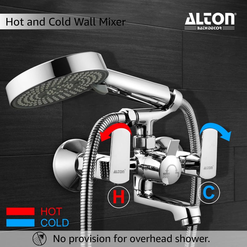 Alton ALTON QDRL5895 Brass Wall Mixer With 5Function Hand Shower SS304 Grade 15 Meter Tube and Crutch Chrome Finish - Image 2