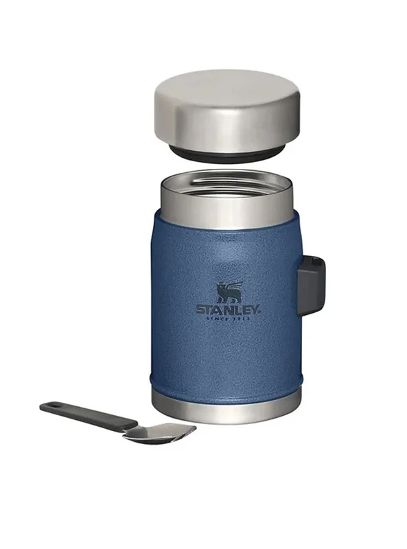 Stanley Stanley Classic Legendary Food Jar 0.4L / 14 OZ Hammertone Lake with spork â€“ BPA FREE Stainless Steel Food Thermos | Keeps Cold or Hot for 7 Hours | Leakproof | Lifetime Warranty | Dishwasher safe