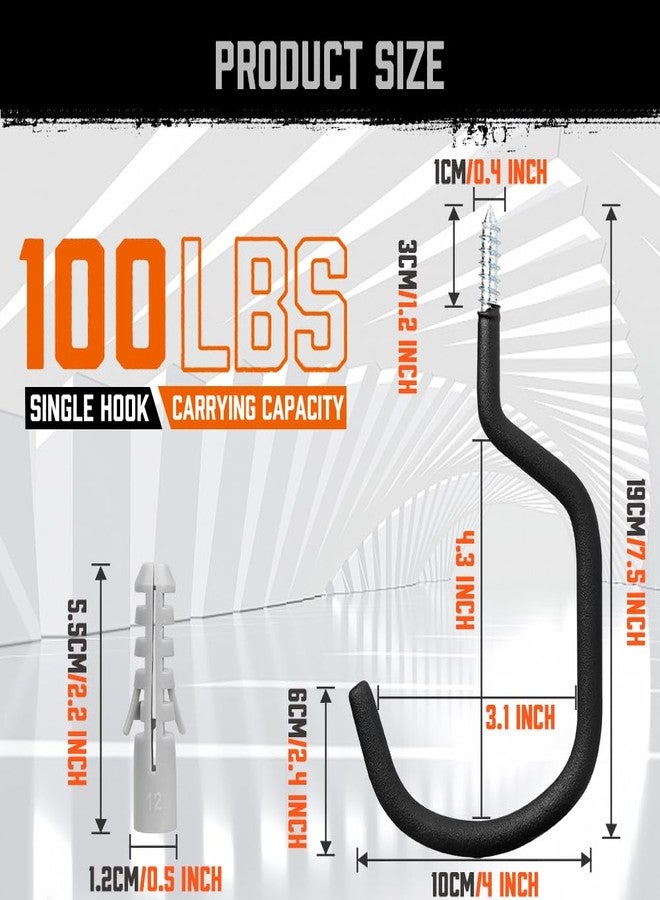 HORUSDY 6 Pack Heavy Duty Bike Hooks - 7.5 inches, 100LBS Capacity for Garage Wall and Ceiling - Image 3