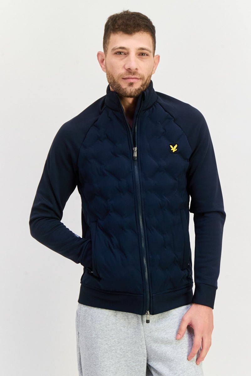 Lyle & Scott Men Mock Neck Quilted Jacket, Navy Blue - Image 1