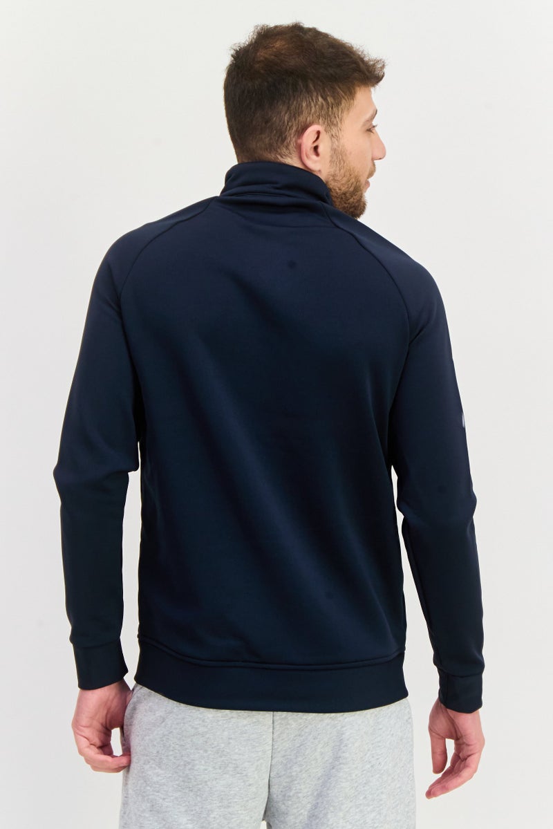Lyle & Scott Men Mock Neck Quilted Jacket, Navy Blue - Image 3