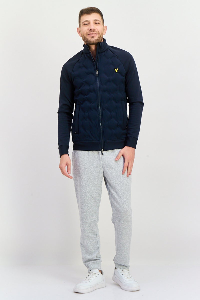 Lyle & Scott Men Mock Neck Quilted Jacket, Navy Blue - Image 2