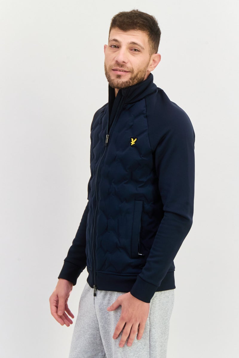 Lyle & Scott Men Mock Neck Quilted Jacket, Navy Blue - Image 4