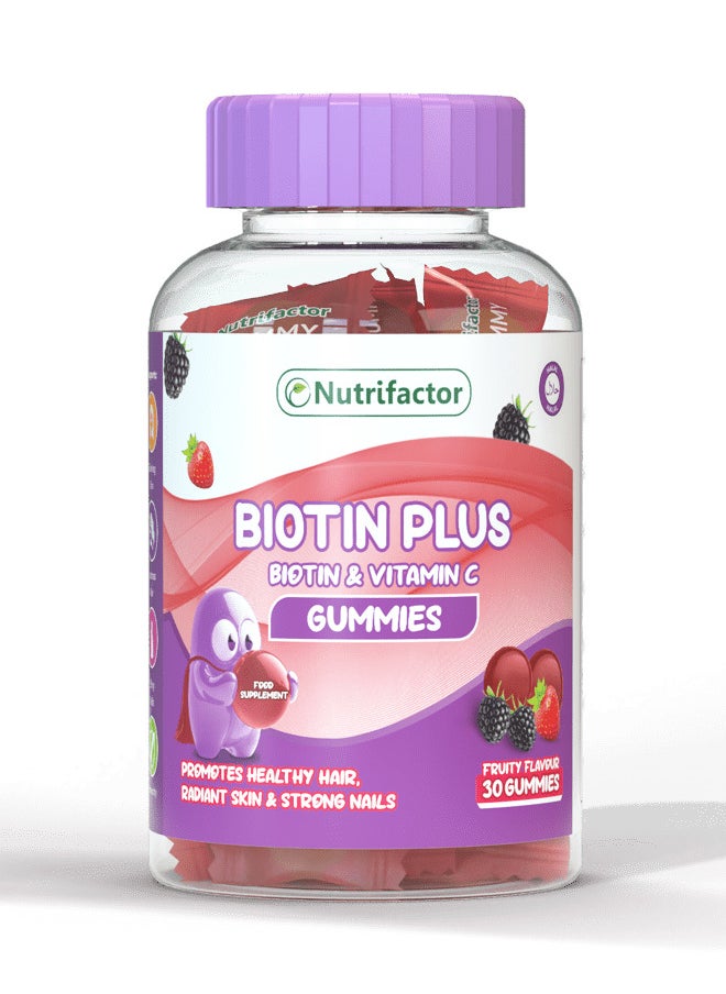 Nutrifactor - Nutrifactor Biotin Plus - Biotin 2500 mcg - Healthy Hair, Radiant Skin & Strong Nails (30 Gummies) - Image 1
