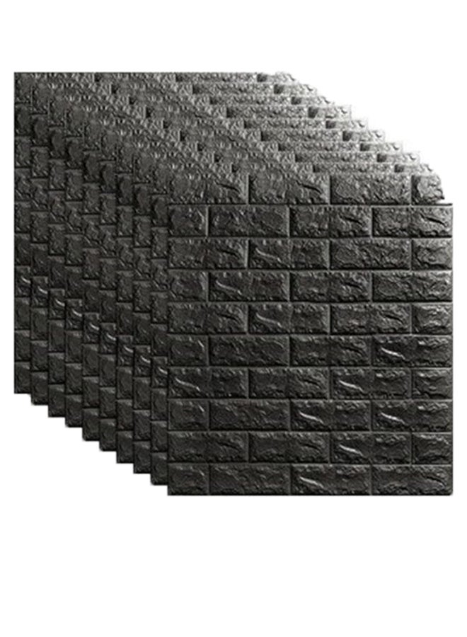 Cool Baby 10-Piece 3D Brick Pattern Decorative Wallpaper Set Black 70 x 70cm - Image 1