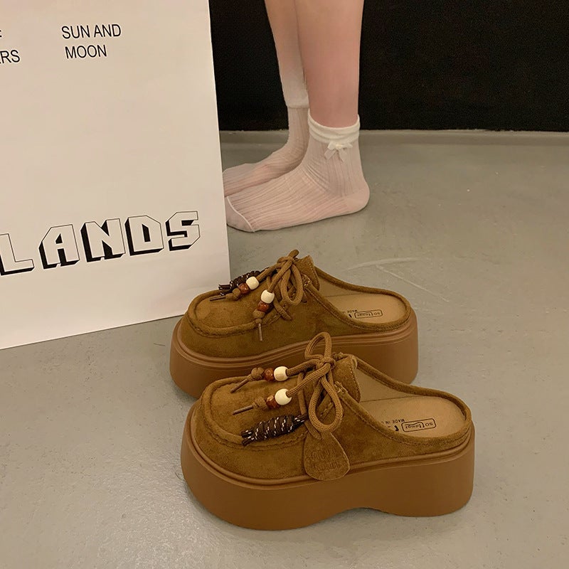 Low-Cut Birkenstock-Style Clogs For Women, Early Autumn Retro Thick-Soled Height-Increasing Kangaroo Shoes - Image 3