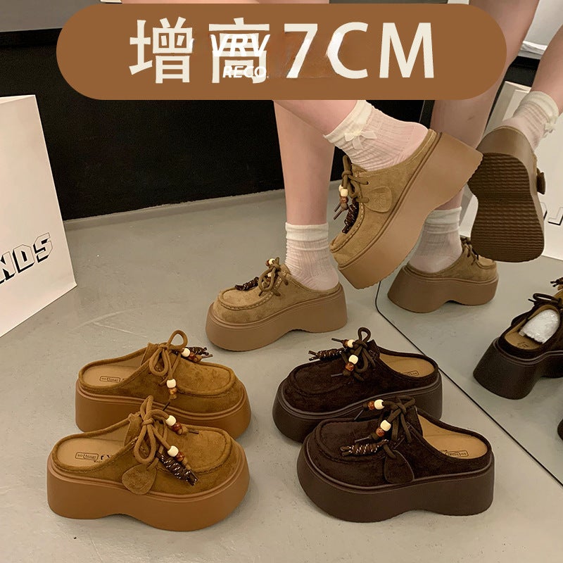 Low-Cut Birkenstock-Style Clogs For Women, Early Autumn Retro Thick-Soled Height-Increasing Kangaroo Shoes - Image 5