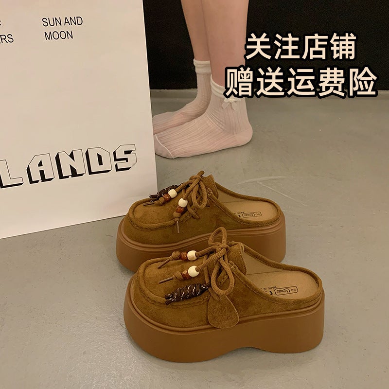 Low-Cut Birkenstock-Style Clogs For Women, Early Autumn Retro Thick-Soled Height-Increasing Kangaroo Shoes - Image 1