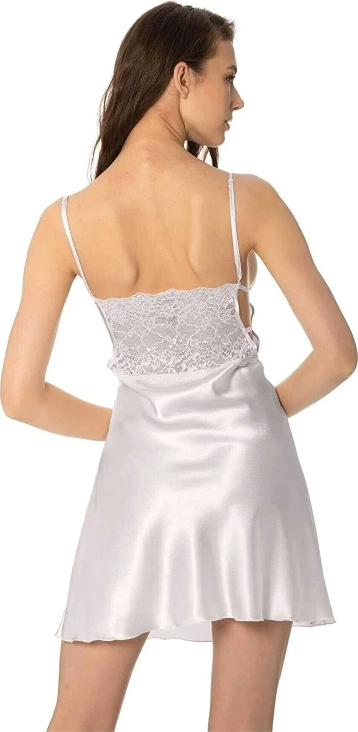 بيير كاردان 630 Women's Rope Strap Satin Nightgown-Pearl