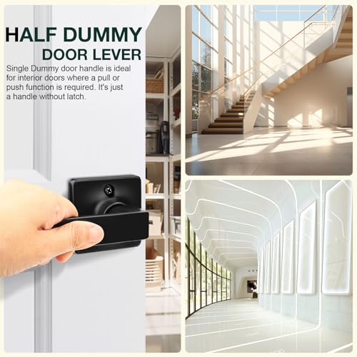 GOBEKOR 6 Pack Single Dummy Door Handles Black Square Door Lever Non-Turning Lock Interior Closet French Door Handle Straight Dummy Levers - Image 3