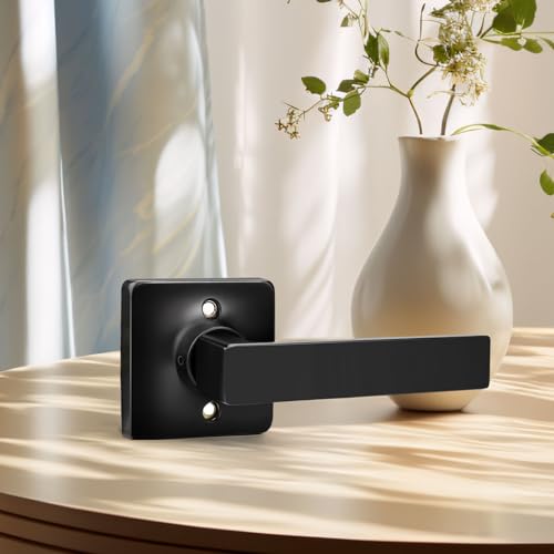 GOBEKOR 6 Pack Single Dummy Door Handles Black Square Door Lever Non-Turning Lock Interior Closet French Door Handle Straight Dummy Levers - Image 5