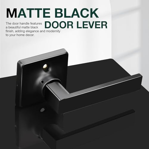 GOBEKOR 6 Pack Single Dummy Door Handles Black Square Door Lever Non-Turning Lock Interior Closet French Door Handle Straight Dummy Levers - Image 2