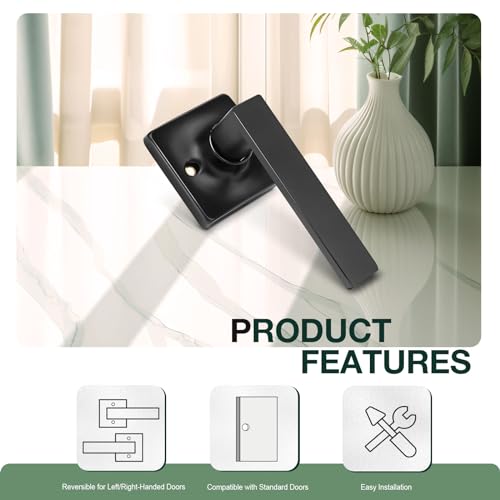 GOBEKOR 6 Pack Single Dummy Door Handles Black Square Door Lever Non-Turning Lock Interior Closet French Door Handle Straight Dummy Levers - Image 4