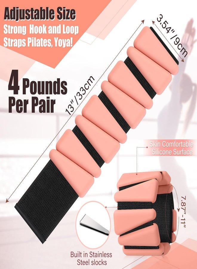 Vinsot Pilates 2Lbs Each(Set of 4) Wrist Ankle Weights for Women, Wearable Arm Leg, Adjustable Weighted Wristbands Arm Leg Weights Suitable for Walking Swimming Running Yoga Gym(Flesh Color) - Image 2