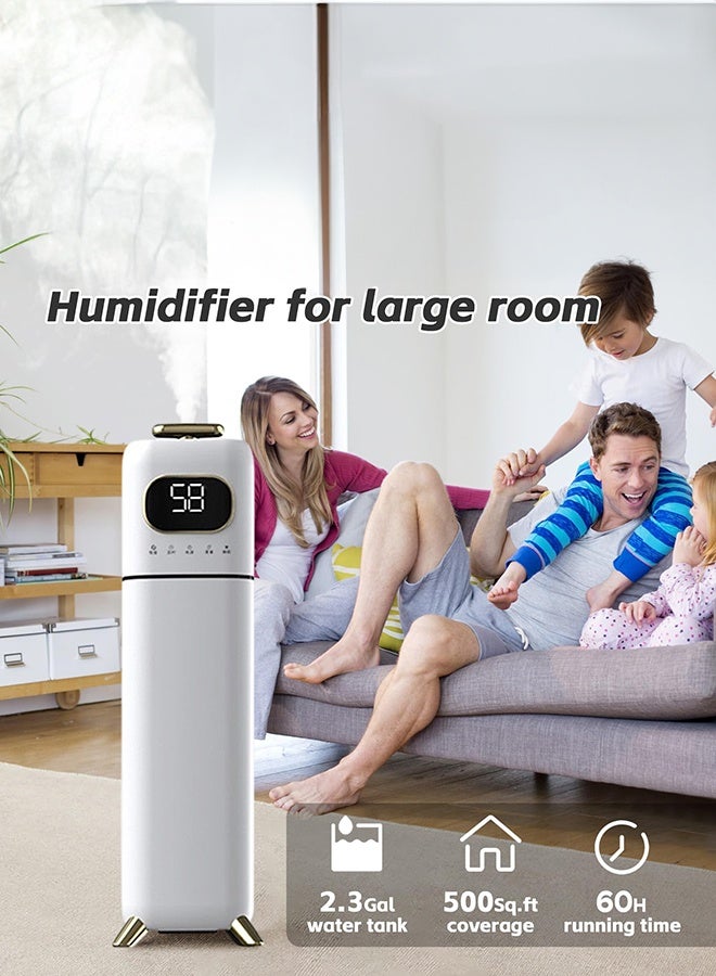 XiuWoo 9L Top-Fill Humidifier & Essential Oil Diffuser for Large Bedroom/Office - Cool Mist for Baby Nursery, Plants & Whole House, Plant, White - Image 2