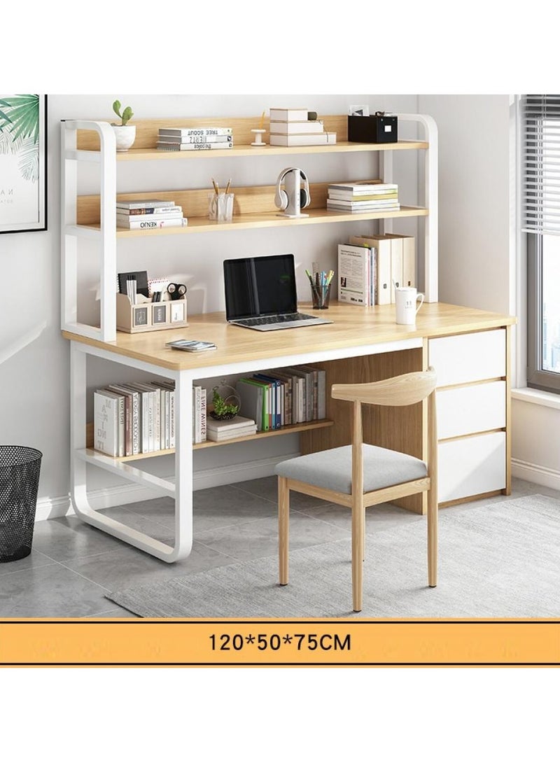AIWANTO Desk with 2 Storage Shelves and Large 3 Drawers PC Multifunctional Home Office Modern Laptop Sturdy Shelves Simple Stylish Workstation Study Table 120x148x50cm  - Image 4