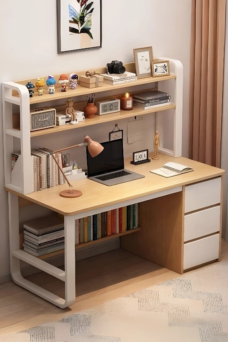 AIWANTO Home Office Desk with 3 Drawers & Shelves – Modern Computer Laptop Study Table, Sturdy Writing Workstation - Image 3