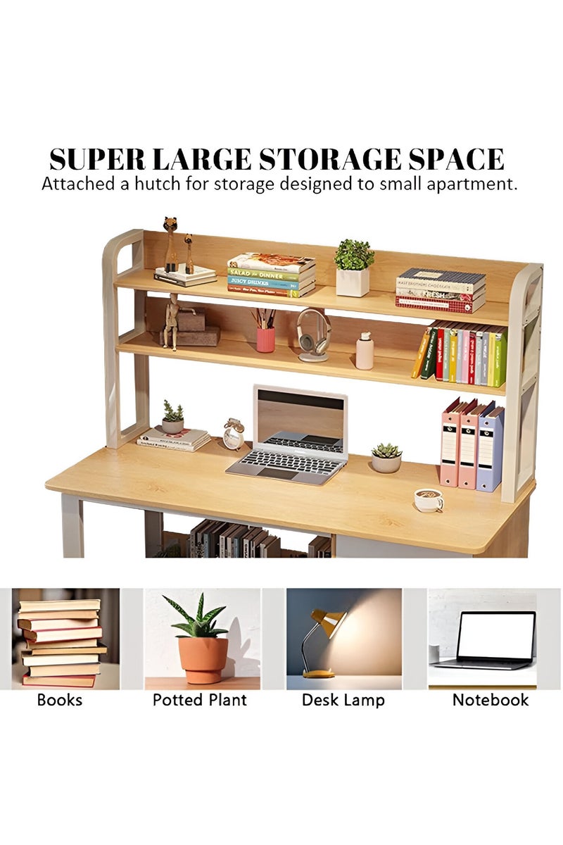 AIWANTO Home Office Desk with 3 Drawers & Shelves – Modern Computer Laptop Study Table, Sturdy Writing Workstation - Image 4