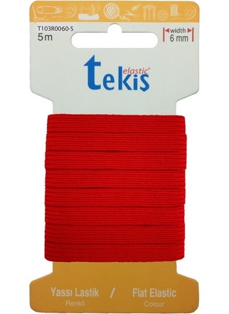 Hobizubi 6 mm Red Flat Rubber - 5 Meters 