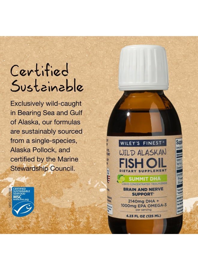 Wiley's Finest Wild Alaskan Fish Oil Summit DHA Liquid - 2140mg of DHA and 460mg of EPA Omega-3s - Citrus Flavored Liquid Supplement - 4.23 Oz (25 Servings) - Image 4
