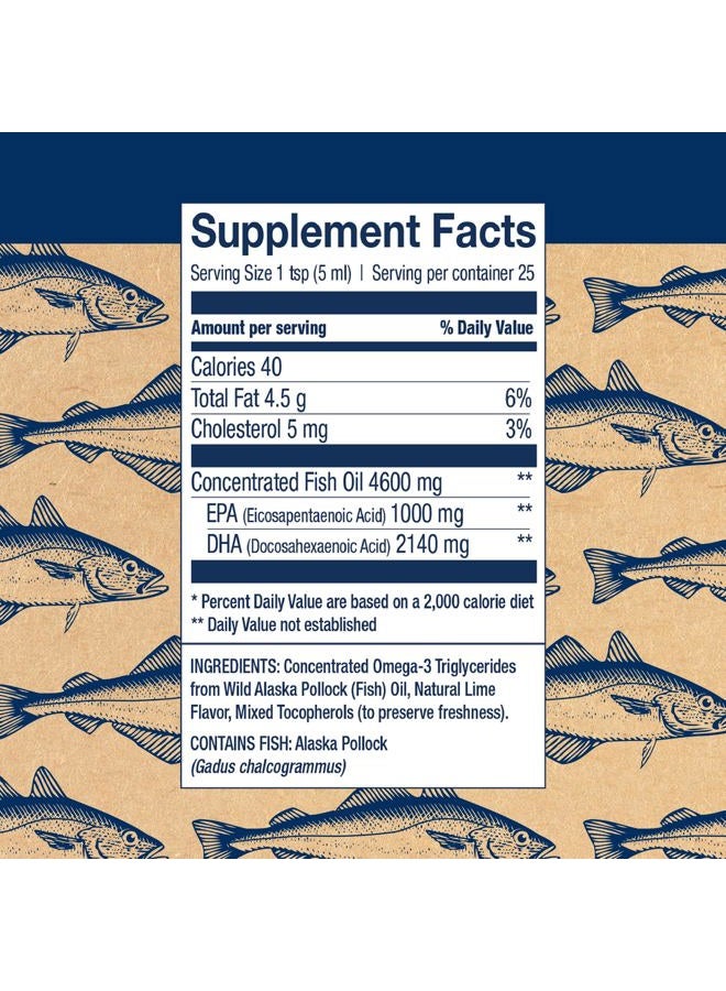 Wiley's Finest Wild Alaskan Fish Oil Summit DHA Liquid - 2140mg of DHA and 460mg of EPA Omega-3s - Citrus Flavored Liquid Supplement - 4.23 Oz (25 Servings) - Image 2