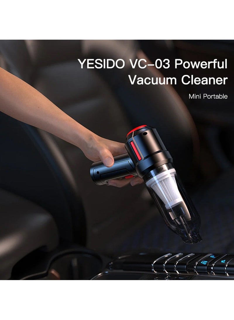 Yesido VC03 4500Pa Rechargable Wireless Mini Portable Hand Held Vacuum Cleaner With 2000 mAh Battery For Home Car Office - Image 4