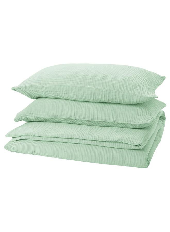 Green Tiger Duvet Cover And 2 Pillowcases, Pale Green, 240X220/50X80 Cm - Image 1
