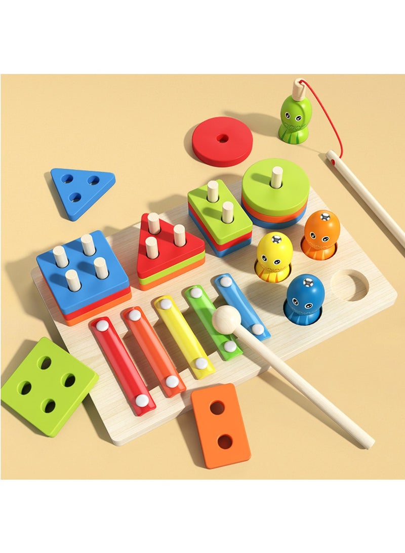 Baby Sorting Toys for 1 2 3 4 5Years Old, Stacking Toys Wooden Blocks, Montessori Fine Motor Game for Colors and Shapes Recognition, Birthday Preschool Kids Baptism Gift - Image 3