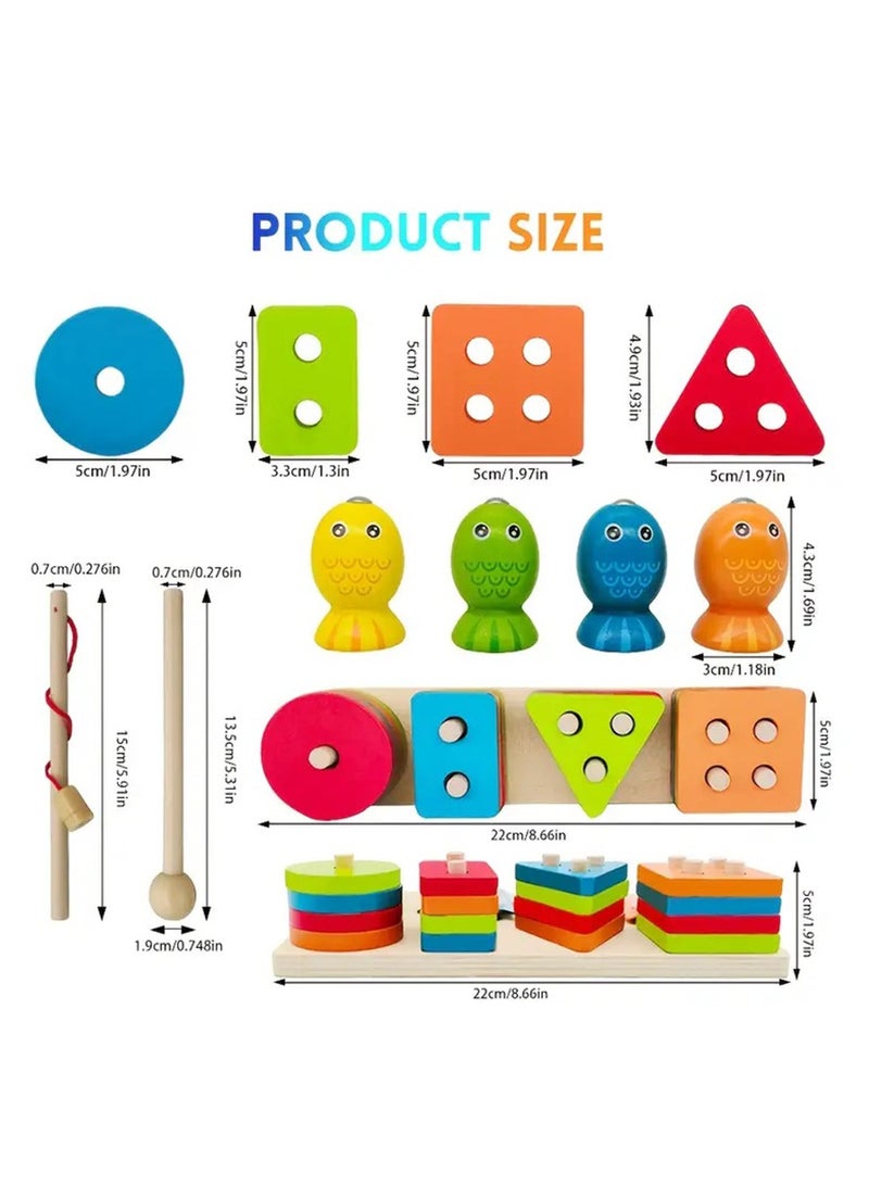 Baby Sorting Toys for 1 2 3 4 5Years Old, Stacking Toys Wooden Blocks, Montessori Fine Motor Game for Colors and Shapes Recognition, Birthday Preschool Kids Baptism Gift - Image 4