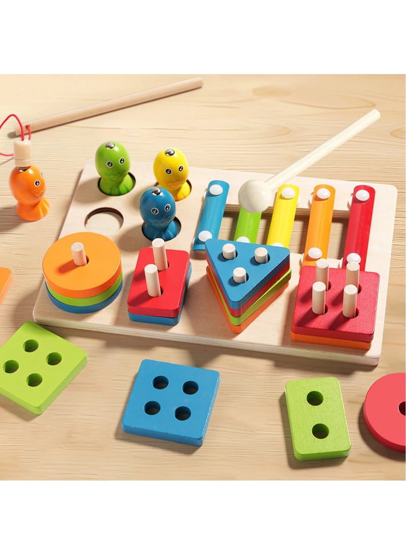 Baby Sorting Toys for 1 2 3 4 5Years Old, Stacking Toys Wooden Blocks, Montessori Fine Motor Game for Colors and Shapes Recognition, Birthday Preschool Kids Baptism Gift - Image 2