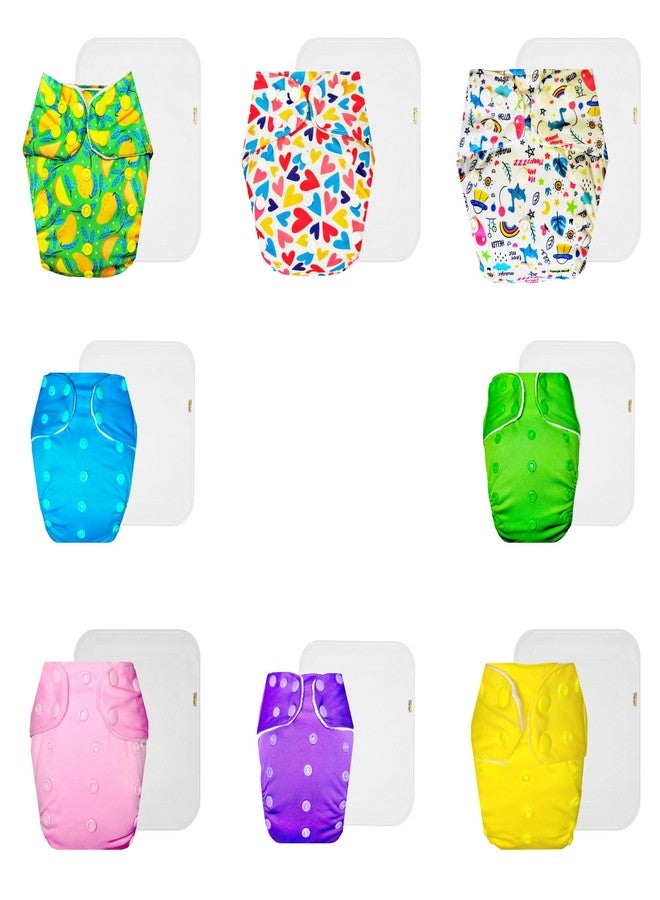 Dumbledo Premium Cloth Diaper with Cotton Insert (Pack of 8) | Hypoallergenic | 6-Layer Absorbent Pad | Quick Dry | Perfect for Indian Summers | 3 Months - 3 Years | Unisex Baby - Image 1