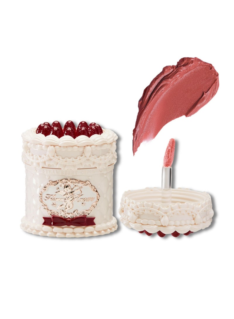 Flower Knows Strawberry Cupid Cake Lip Cream Hydrating Velvet Matte Lipstick Smudge-Proof Creamy Texture-V02 Souffle - Image 1