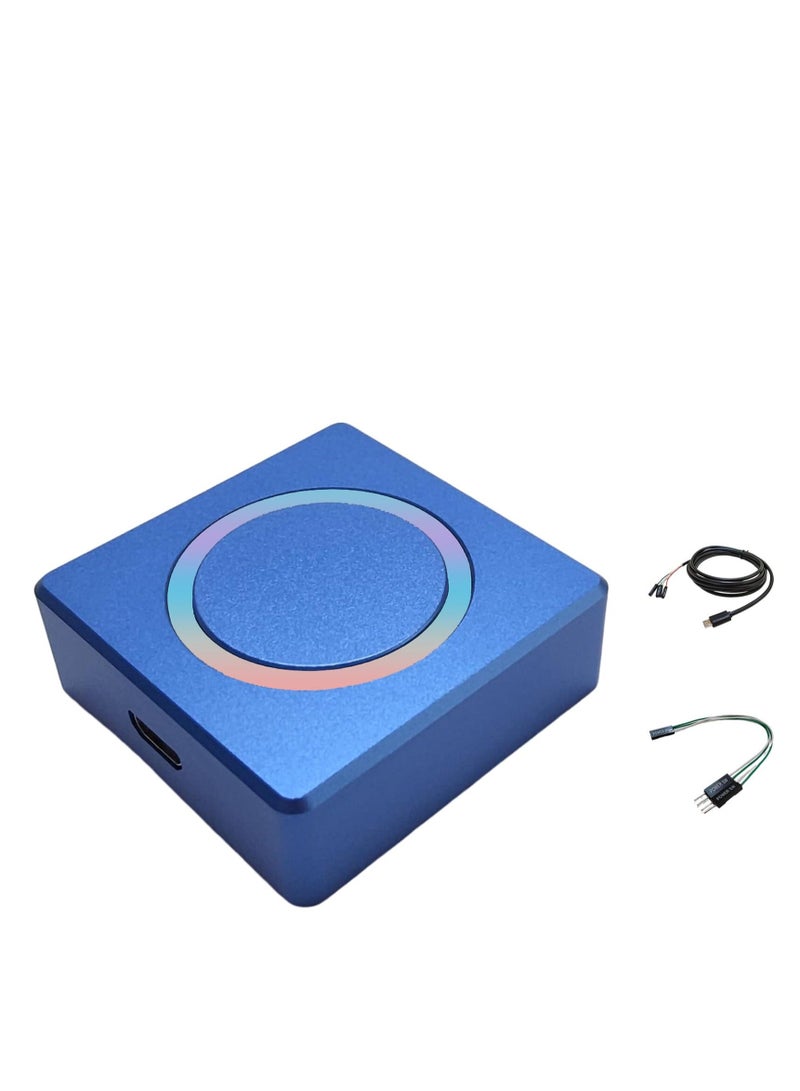 PC Power Button Extension, 6.6ft Cable PC Remote Start, Aluminum Alloy Desktop Computer PC Power Switch, Desk Computer Case, ATX Motherboard External Turn On Switch Off Power Button, Blue - Image 1