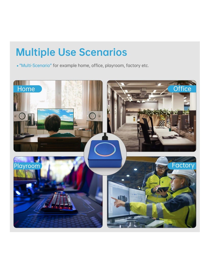 PC Power Button Extension, 6.6ft Cable PC Remote Start, Aluminum Alloy Desktop Computer PC Power Switch, Desk Computer Case, ATX Motherboard External Turn On Switch Off Power Button, Blue - Image 4