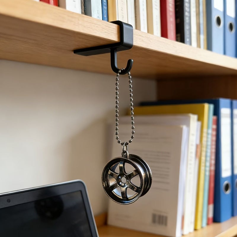 Golden Rotatable Car Wheel Hub Ornament Rearview Mirror Pendant Backpack Charm Desktop Decoration Trendy Gift For Boyfriend - Image 4