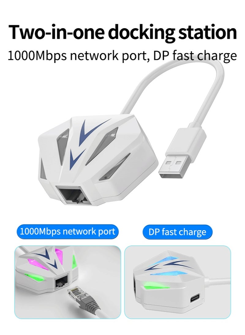 2-in-1 Charging and Ethernet Adapter – USB to 100/1000Mbps RGB Network Card, External Plug-and-Play USB Ethernet Adapter, Fast PD Charging, Compatible with WIN7, WIN8, WIN10, WIN11, Mac OSX, Linux - Image 3