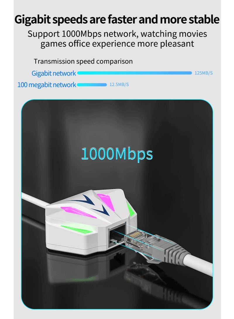 2-in-1 Charging and Ethernet Adapter – USB to 100/1000Mbps RGB Network Card, External Plug-and-Play USB Ethernet Adapter, Fast PD Charging, Compatible with WIN7, WIN8, WIN10, WIN11, Mac OSX, Linux - Image 4