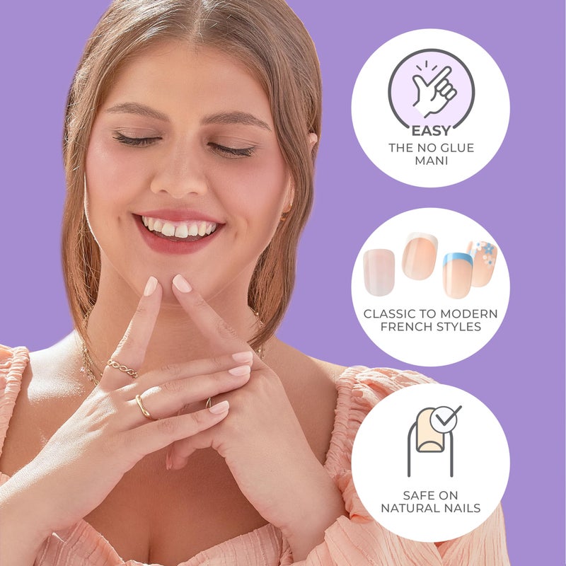 Impress KISS imPRESS No Glue Mani Press On Nails, French, 'Model', White, Short Size, Squoval Shape, Includes 30 Nails, Prep Pad, Instructions Sheet, 1 Manicure Stick, 1 Mini File - Image 3