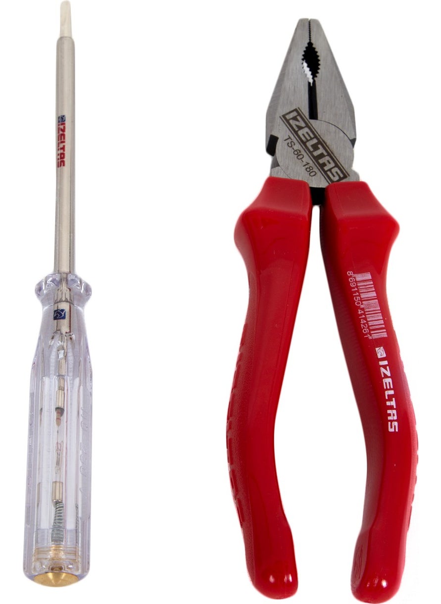 İzeltaş Izeltaş Opaque Series 180 mm Pliers + Izeltaş Electrical Control Pen Flat Tip 190 mm Set 