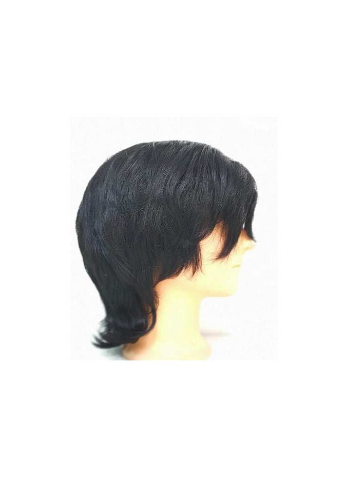 ماركة غير محددة - باروكة شعر صناعي للرجال طويل مستقيم لون اسود - Image 1