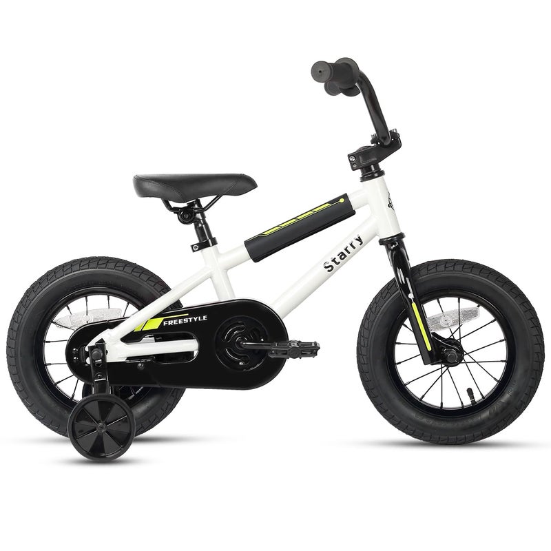 cubsala 12 Inch Kids Bike BMX Style Bicycle with Training Wheels Coaster Brake for 1 2 3 4 Years Old Boys Girls Toddlers Beginner Riders, White - Image 2