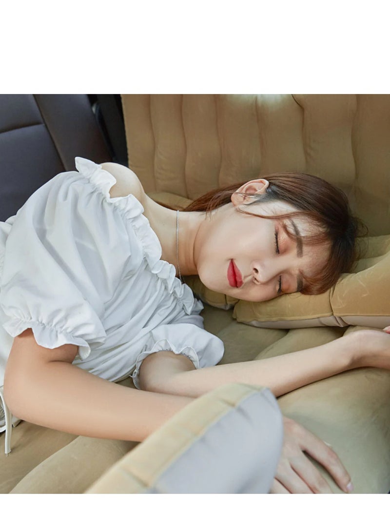 فلاشهوك مرتبة هوائية للسيارات الرياضية متعددة الاستخدامات فرشة رحلات  - سرير سيارة نوم قابل للنفخ للسيارة للمقعد الخلفي للسيارة مع مضخة هواء كهربائية، للرحلات والتخييم في الهواء الطلق، اللون البيج - Image 5